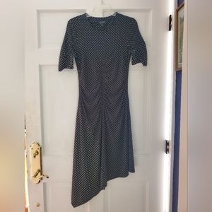 Topshop polka-dot asymmetrical midi dress